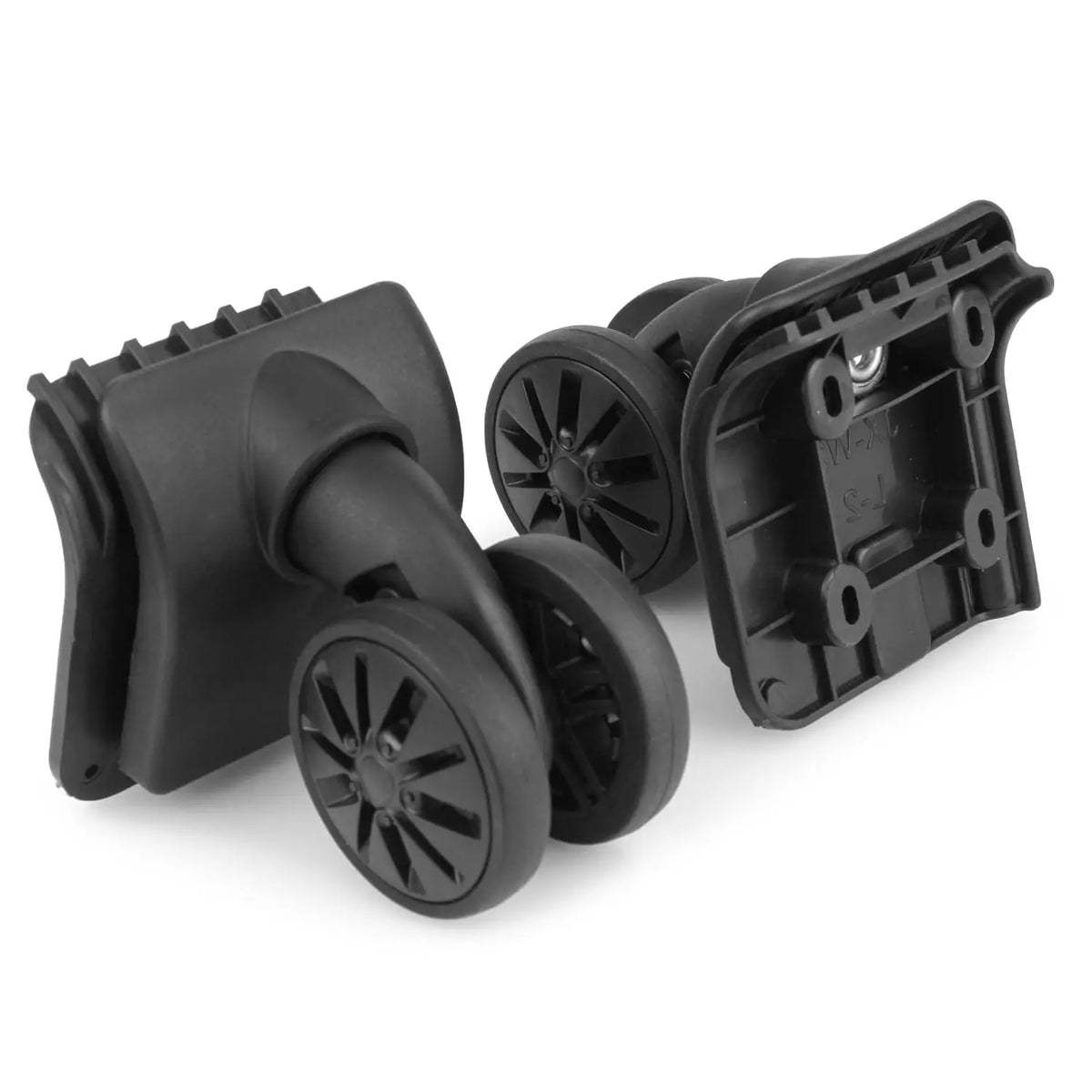 GUGULUZA 1Pair Luggage Wheels Suitcase Replacement Wheel W/H 4 Screw Holes Trolley Caster Double Row 360° Spinner Repairing Kit