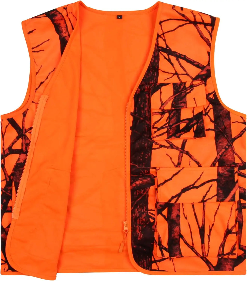 GUGULUZA M-4XL  Men's Outdoor Vest Hiking Fishing Hunting Orange Multi-pockets Waistcoat Quick-dry Breathable Chaleco Tactico