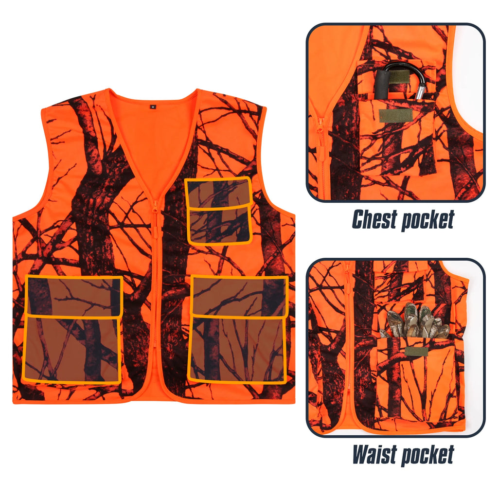 GUGULUZA M-4XL  Men's Outdoor Vest Hiking Fishing Hunting Orange Multi-pockets Waistcoat Quick-dry Breathable Chaleco Tactico