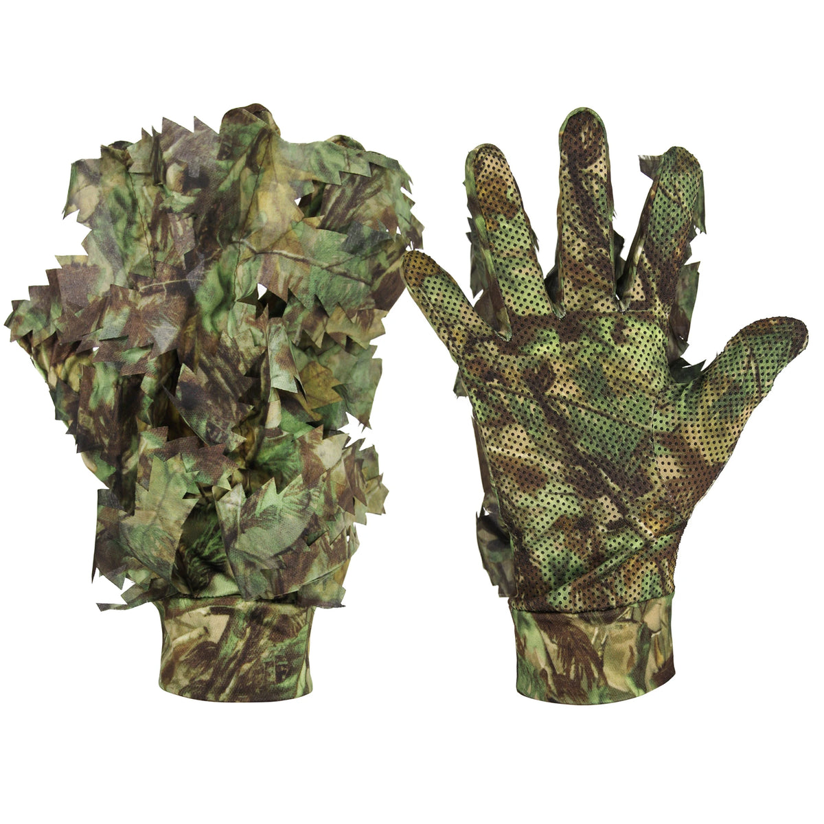 GUGULUZA 1 Pair Sneaky 3D Leaf Camo Gloves Full Finger Comfortable Non-slip Durable For Outdoor Hunting Fishing CS Shooting
