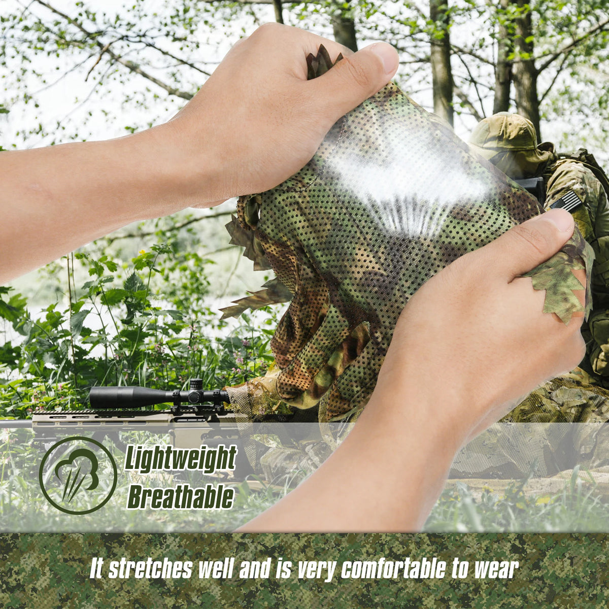 GUGULUZA 1 Pair Sneaky 3D Leaf Camo Gloves Full Finger Comfortable Non-slip Durable For Outdoor Hunting Fishing CS Shooting