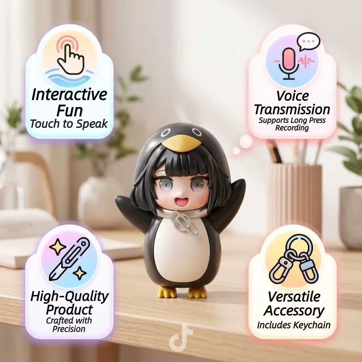 Gu Gu Gaga Sound Keychain Press Button Keys Voice Emotional Keyring Stress Relief Creative Four-grid Keyboard Keychain Gift