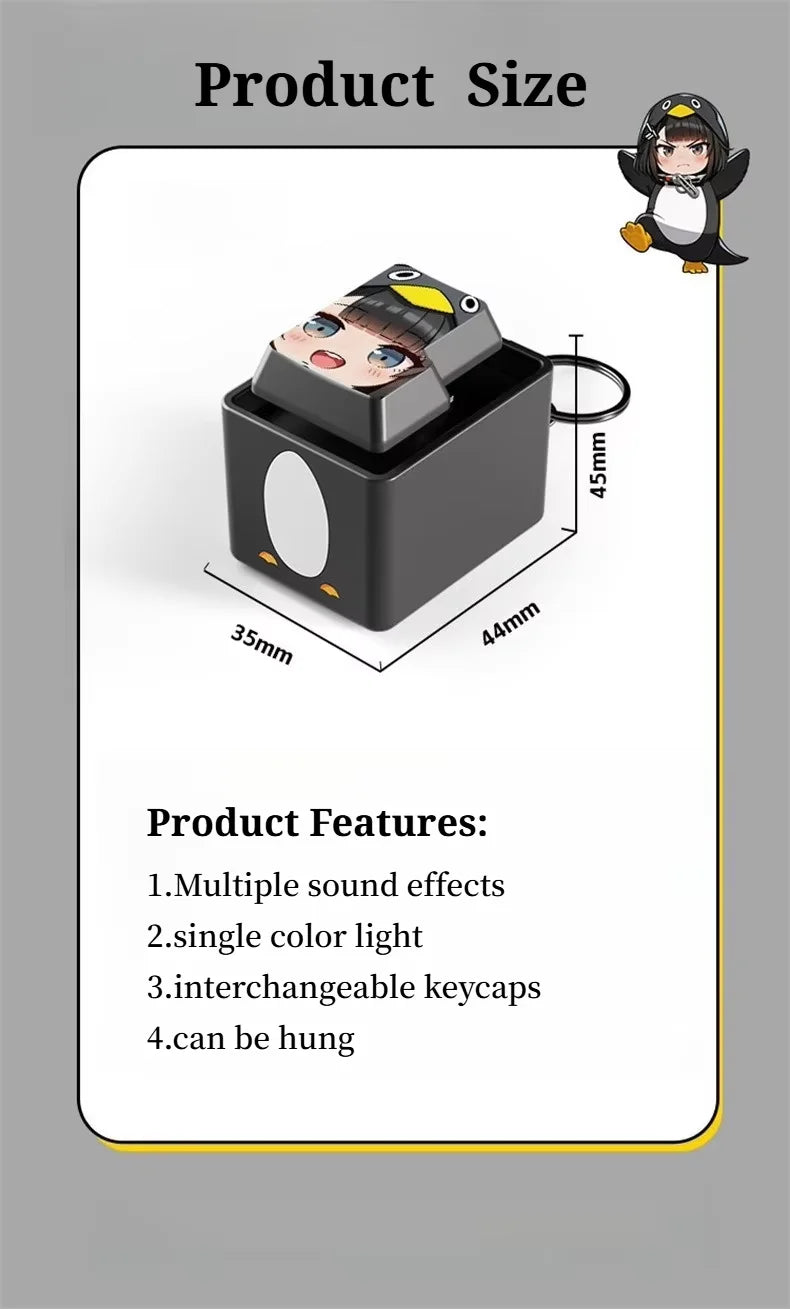 Gu Gu Gaga Sound Keychain Press Button Keys Voice Emotional Keyring Stress Relief Creative Four-grid Keyboard Keychain Gift
