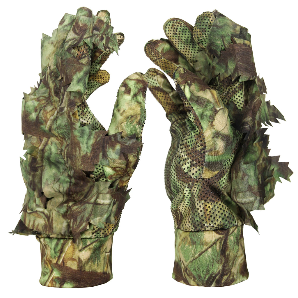 GUGULUZA 1 Pair Sneaky 3D Leaf Camo Gloves Full Finger Comfortable Non-slip Durable For Outdoor Hunting Fishing CS Shooting