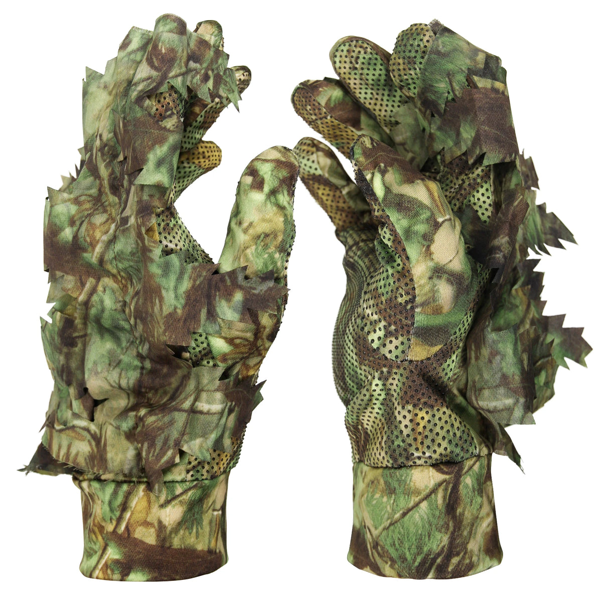 GUGULUZA 1 Pair Sneaky 3D Leaf Camo Gloves Full Finger Comfortable Non-slip Durable For Outdoor Hunting Fishing CS Shooting