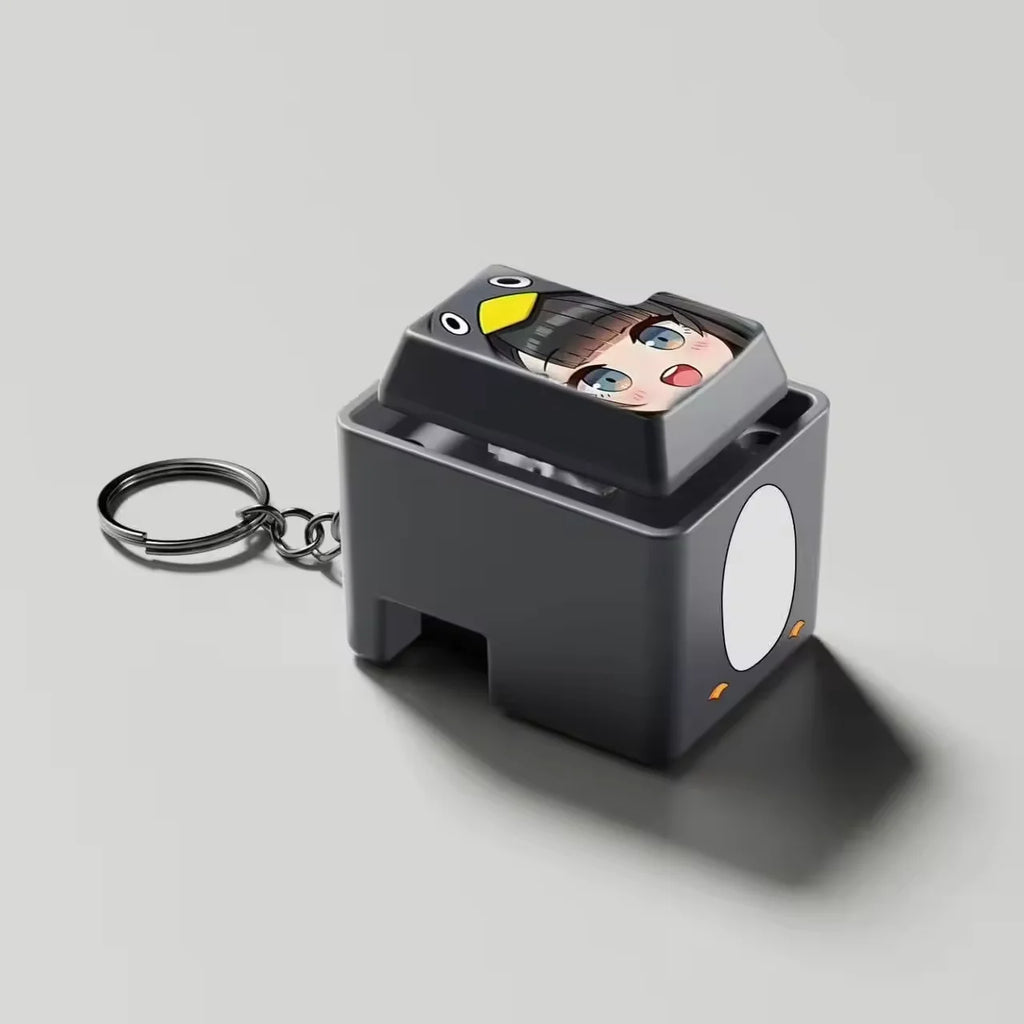 Gu Gu Gaga Sound Keychain Press Button Keys Voice Emotional Keyring Stress Relief Creative Four-grid Keyboard Keychain Gift