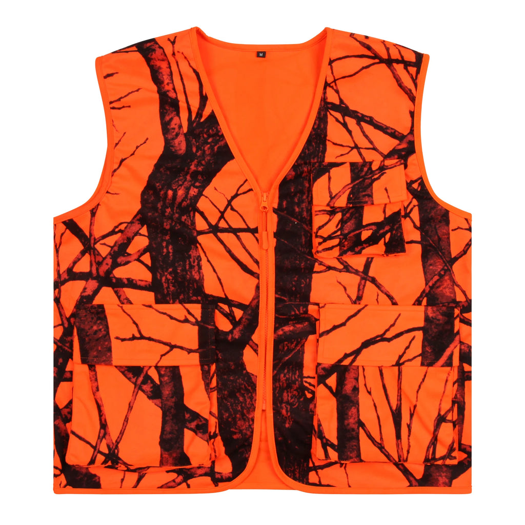 GUGULUZA M-4XL  Men's Outdoor Vest Hiking Fishing Hunting Orange Multi-pockets Waistcoat Quick-dry Breathable Chaleco Tactico