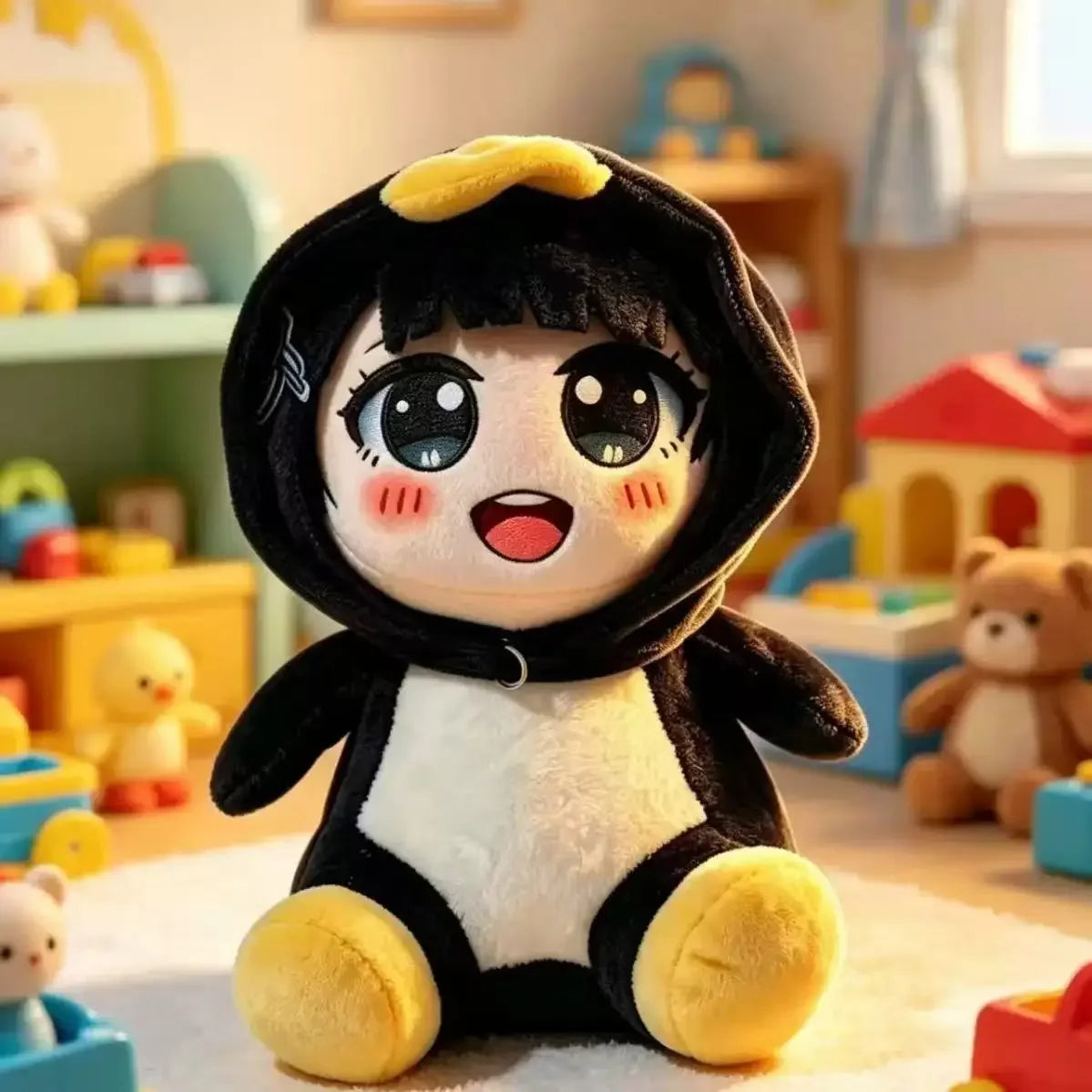 Cute Gugu Gaga Gugugaga Doll Anime Girl in Penguin Onesie Plush Toy Soft Kawaii Endministrator‌ Cute Game Anime Plushie for Fans