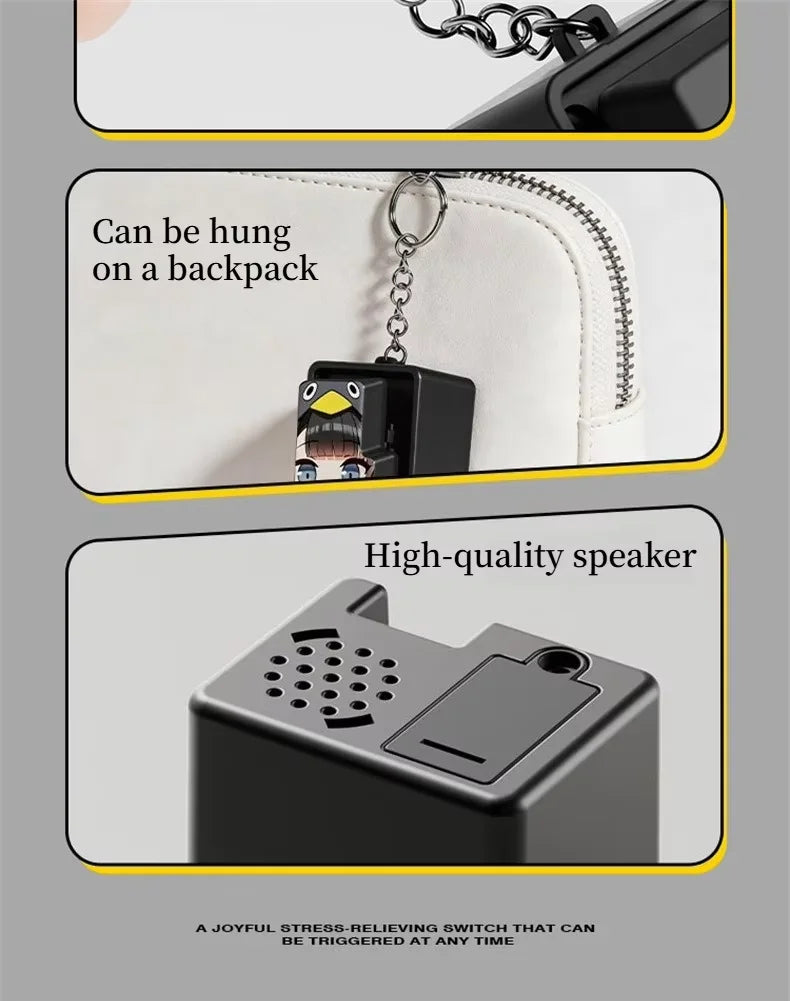 Gu Gu Gaga Sound Keychain Press Button Keys Voice Emotional Keyring Stress Relief Creative Four-grid Keyboard Keychain Gift