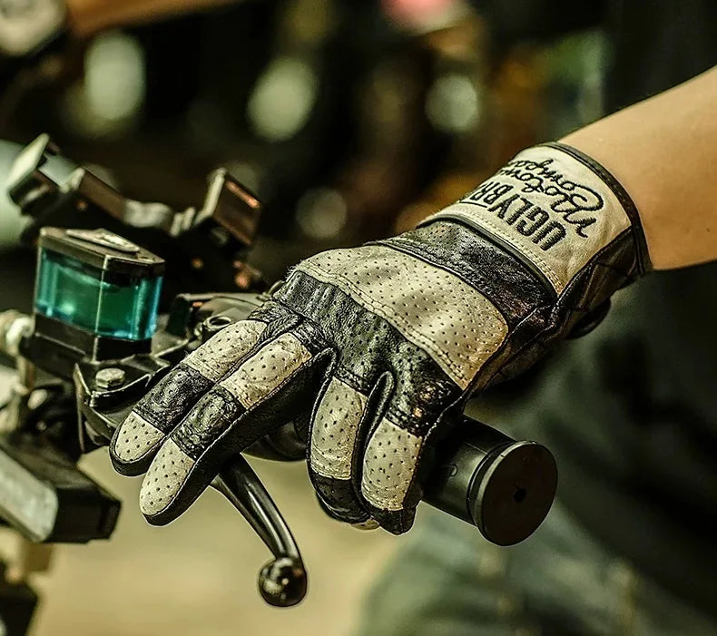 Uglybros Goat Genuine Leather Motorcycle Gloves Unisex Spring Autumn Motocross Riding Glove Retro Moto Motorcyclist Gloves Touch