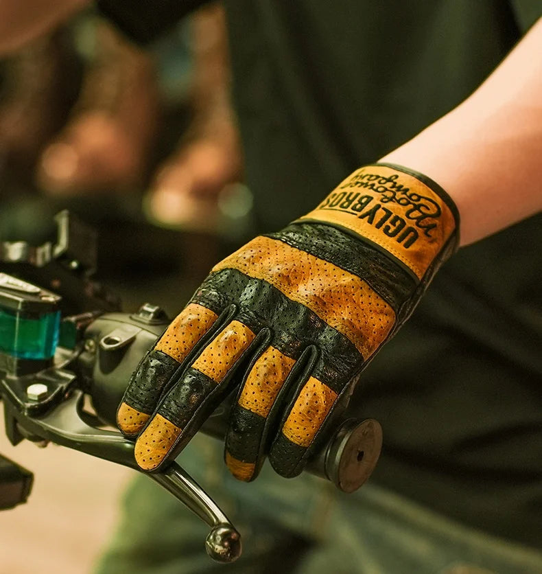 Uglybros Goat Genuine Leather Motorcycle Gloves Unisex Spring Autumn Motocross Riding Glove Retro Moto Motorcyclist Gloves Touch