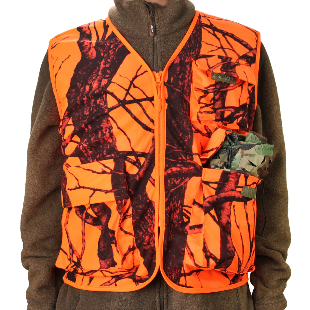 GUGULUZA M-4XL  Men's Outdoor Vest Hiking Fishing Hunting Orange Multi-pockets Waistcoat Quick-dry Breathable Chaleco Tactico
