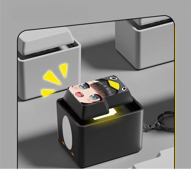 Gu Gu Gaga Sound Keychain Press Button Keys Voice Emotional Keyring Stress Relief Creative Four-grid Keyboard Keychain Gift