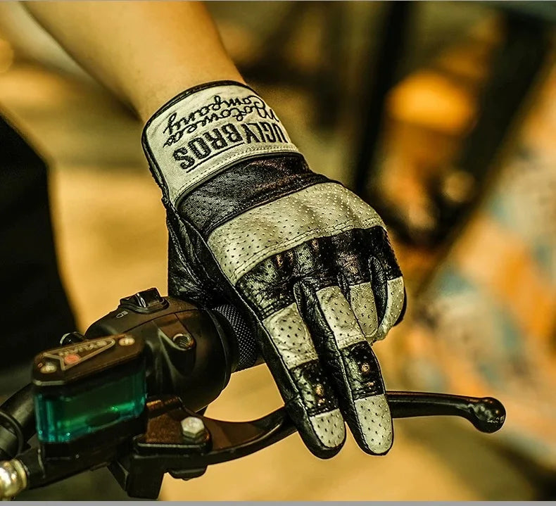 Uglybros Goat Genuine Leather Motorcycle Gloves Unisex Spring Autumn Motocross Riding Glove Retro Moto Motorcyclist Gloves Touch